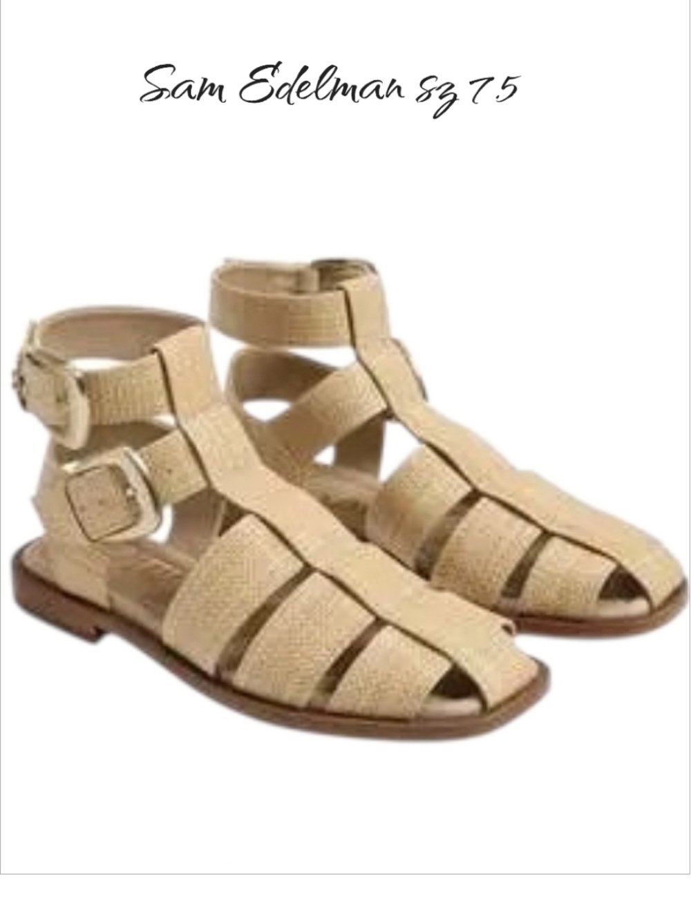 Sam Edelman Dawn Fisherman Sandals Beige Raffia 7.5 NEW
